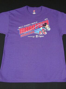 WALT DISNEY WORLD MARATHON WEEKEND 2016 MICKEY RUNNING LARGE PURPLE T-SHIRT L548